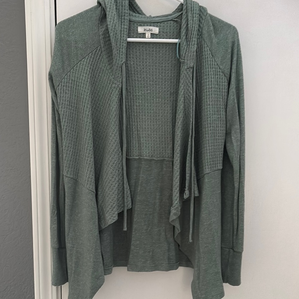 Mudd Green Open Front Cardigan Lightweight Relaxed Fit